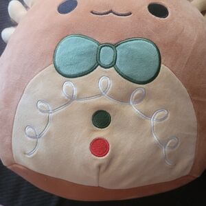 Squishmallows Brown and Tan Plush with Green Bow Tie